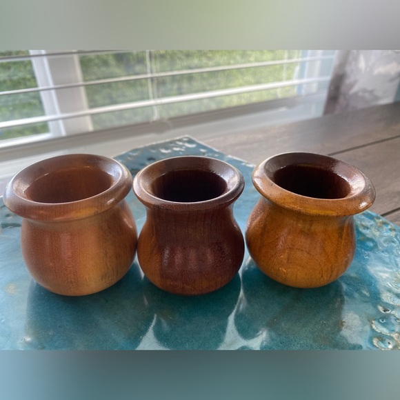 Vintage Hand Carved Myrtle Wood & Walnut Wood toothpick holders Lot of 3 - Picture 11 of 13